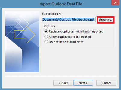 Import Outlook Data File